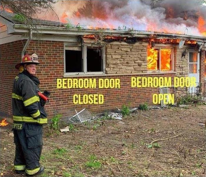 Fire in house unable to get to other room due to closed door. 